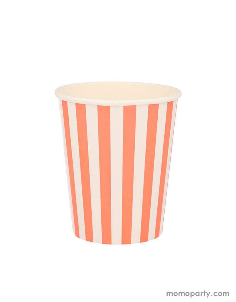 Meri Meri - Magic Cups in the coral color stripe pattern. These cups are made from eco-friendly paper, Pack of 8 in 7 designs. They are perfect for a magic themed party which you want to fill with wonder and fun.