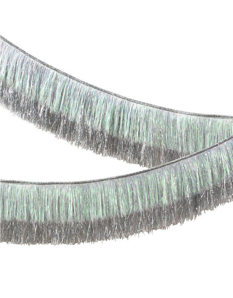 Meri-Meri-6 feet-Silver-Tinsel-Fringe-Garland_Close Up Two Layers