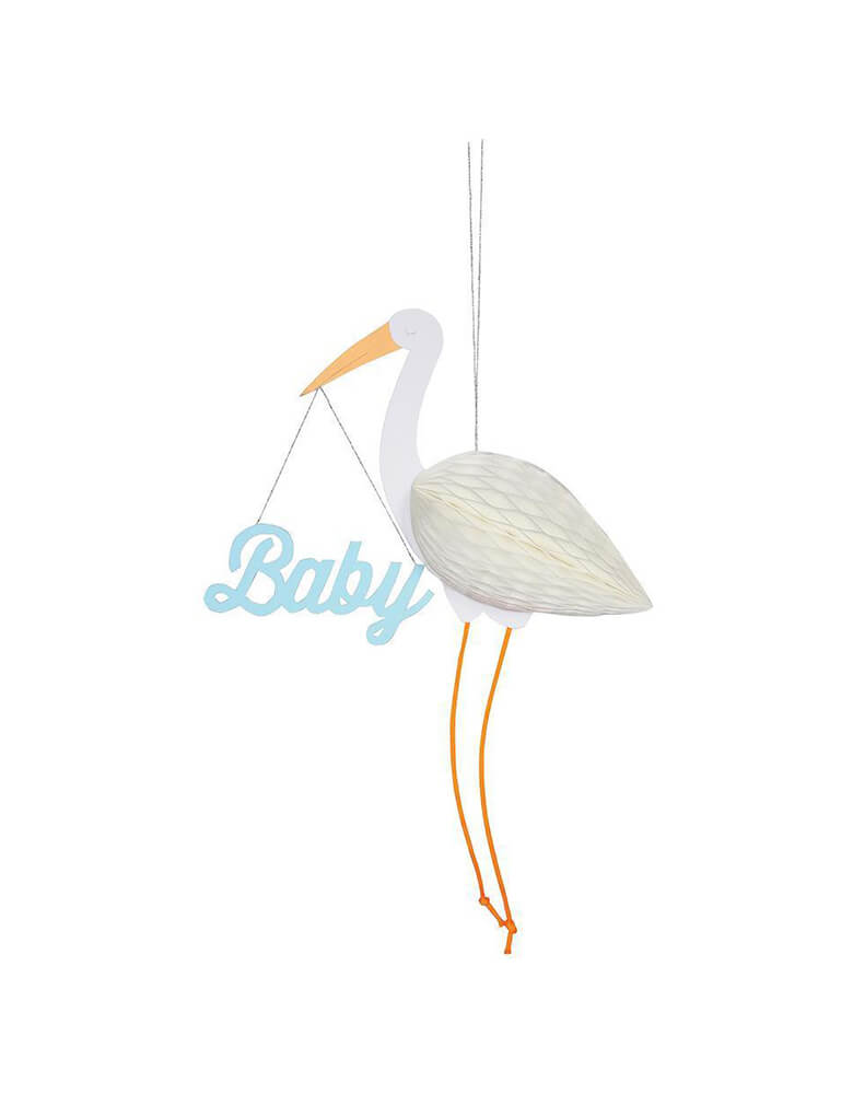 Blue Baby Boy Stork Honeycomb Card