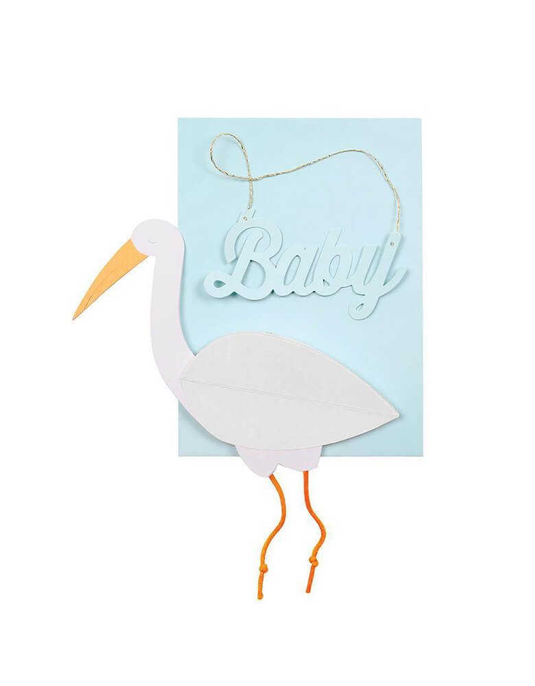 Meri-Meri_Blue-Baby-Boy-Stork-Honeycomb-Card_Baby Shower Greeting Cards