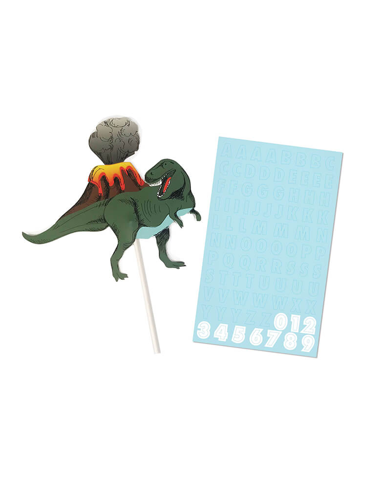 Merilulu-Dinosaur-Party-Custom-Cake-Topper with name and number sticker sheets
