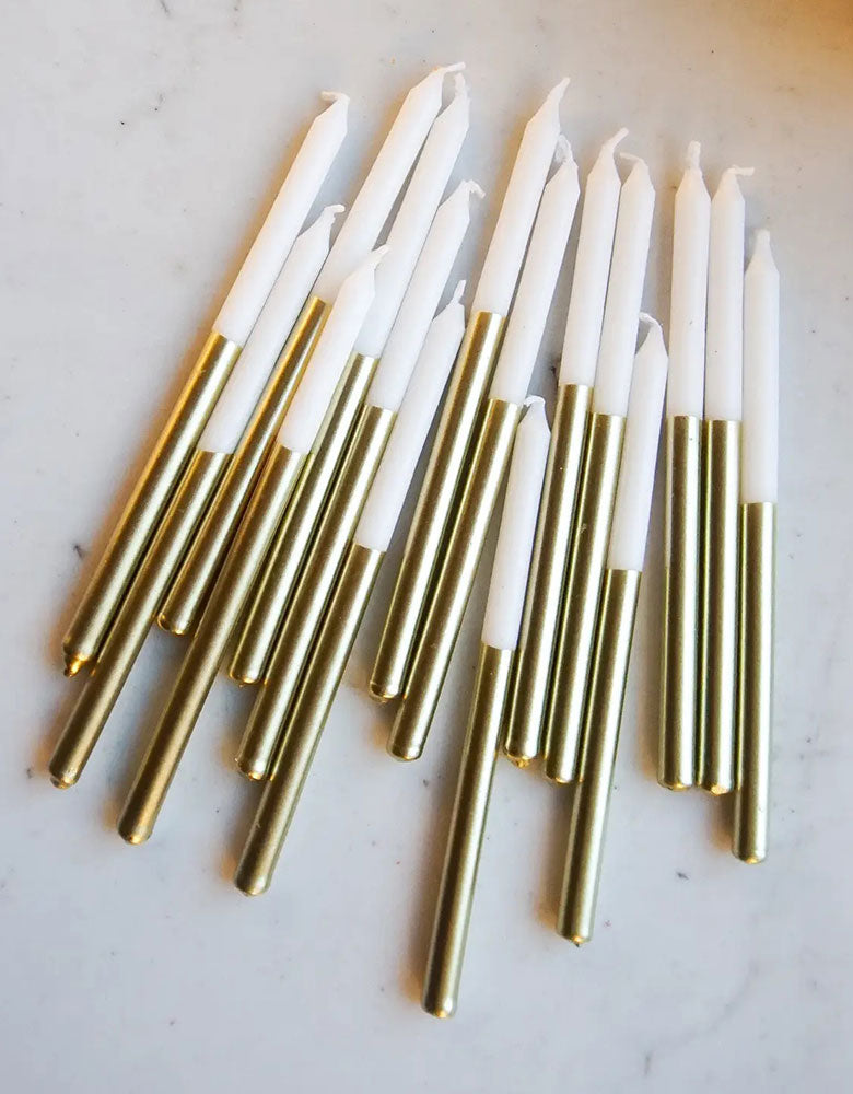 Gold Metallic Dip Candle Set (Set of 16)