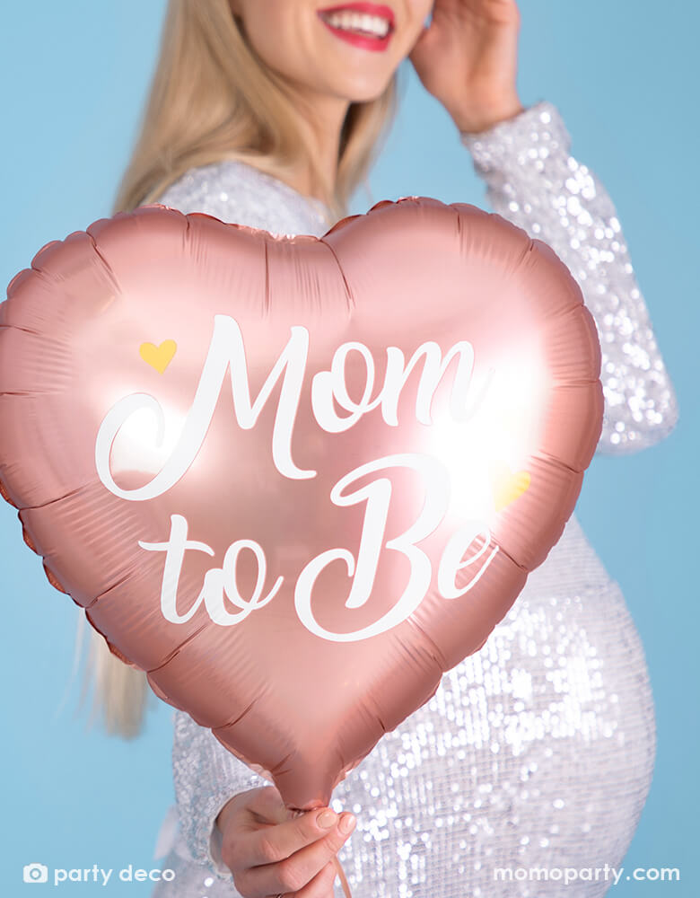 Mom To Be Pink Heart Shaped Foil Balloon