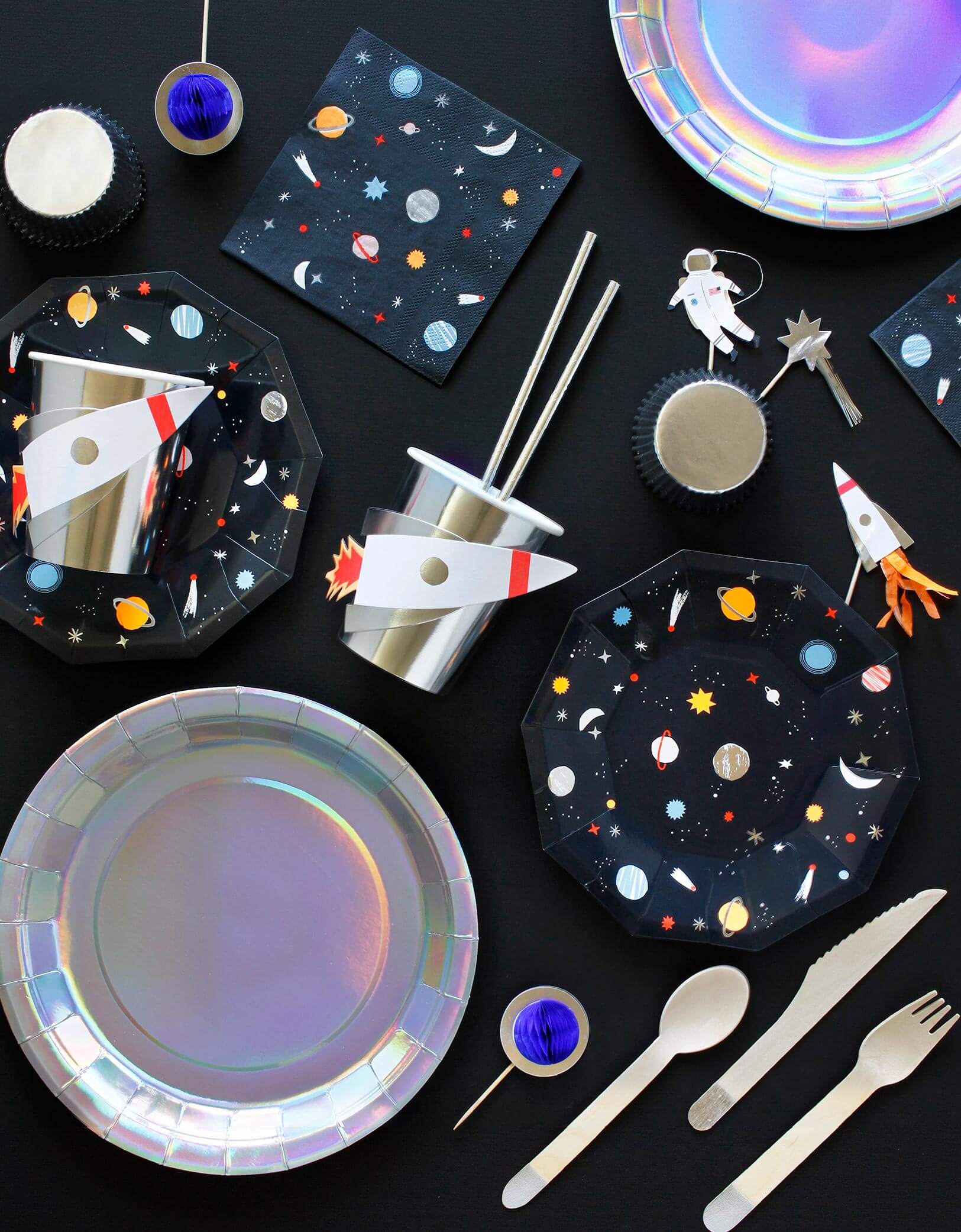 kids outer space birthday party tablewares