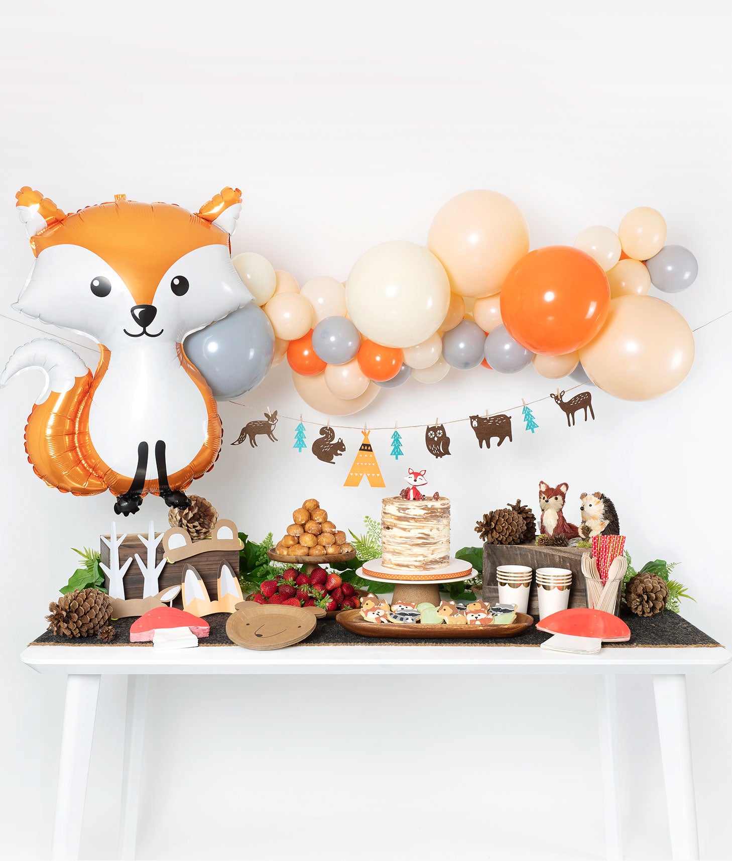 Kid's Orange Woodland Themed Birthday Party Decoration