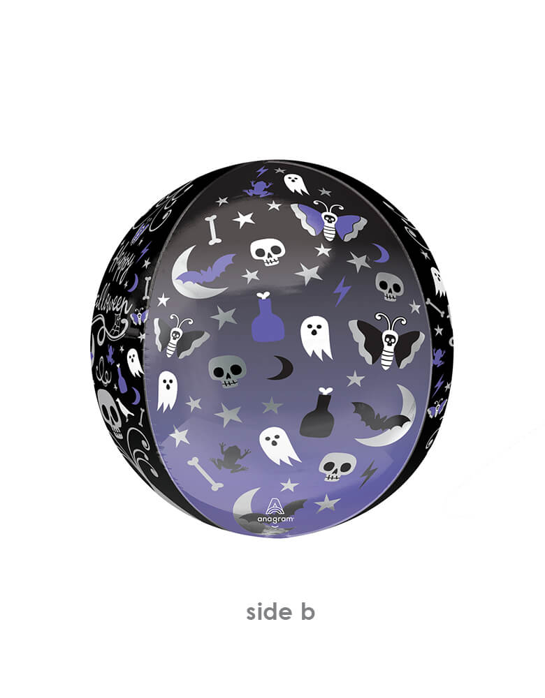 another side of Anagram Balloon - 43164 Moonlight Halloween Orbz® XL™ G20. This 16 inches amazing iridescent moonlight Halloween orbz foil balloon will be a hit at your Halloween party!