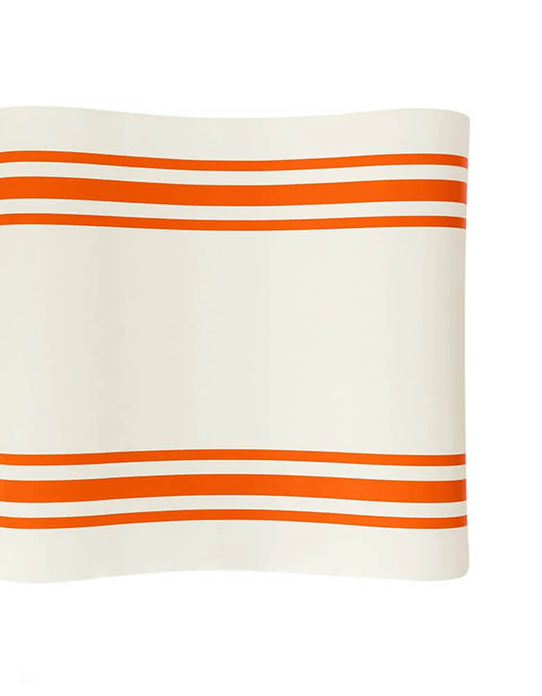My Mind's Eye Harvest Orange Striped Table Runner Designed with cozy cream background and rust colored stripes, this table runner is the perfect accent to a warm feast. And makes creating rustic and inviting tablescape a snap!