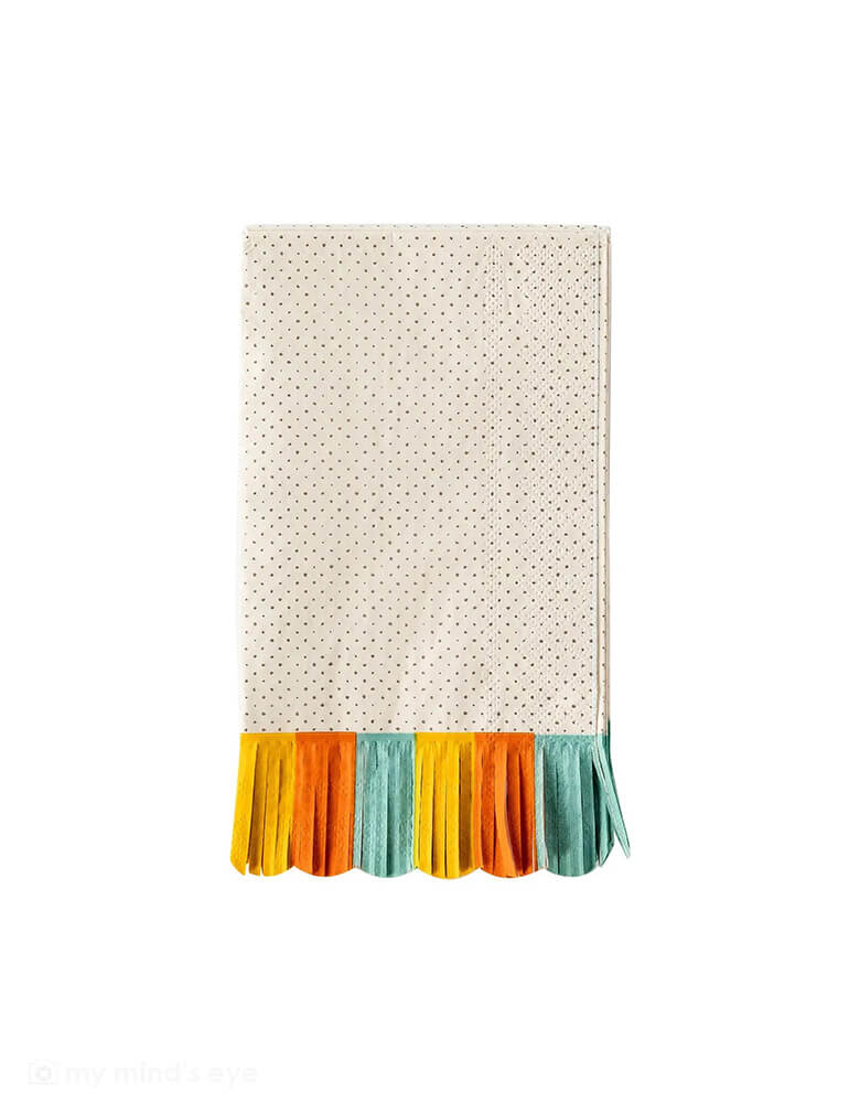 My Mind's Eye Harvest Scalloped Fringe Guest Napkins Designed with a scalloped and fringed edge these napkins will look fabulous on any table this Thanksgiving.