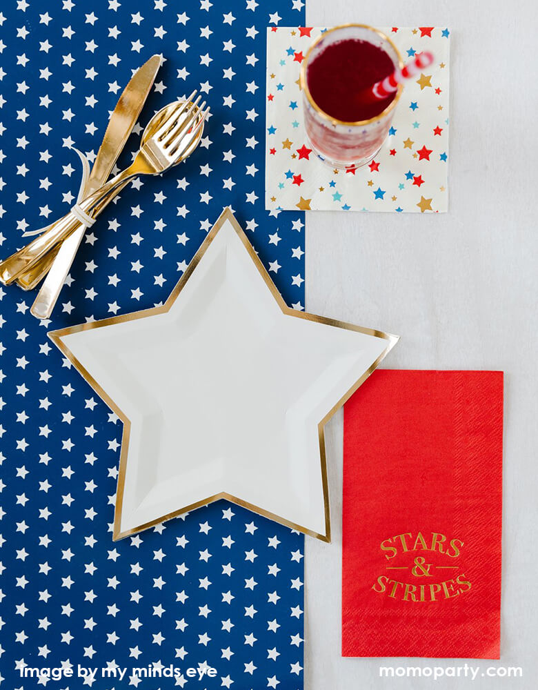 Cream Star Shaped Gold Foiled Plates (Set of 8)