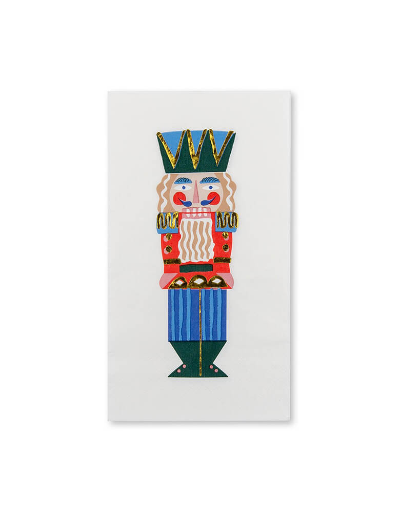 With beautiful blue, red, and green colors and shiny gold accents, the nutcracker napkins from Daydream society are the perfect addition to your Christmas party decor. Make a memorable, enchanting Christmas holiday party with these napkins. Each pack has 16 nutcracker napkins measuring 8 x 4.5 inches. 