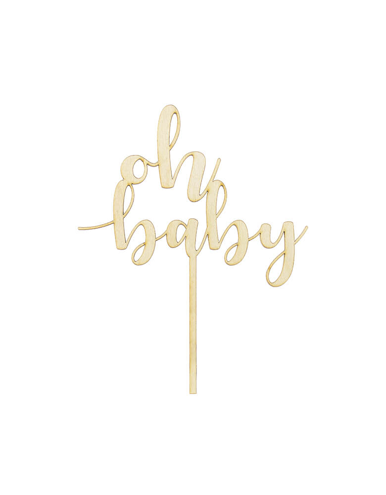 Party Deco Oh Baby Wooden Cake Topper for a baby shower celebration 