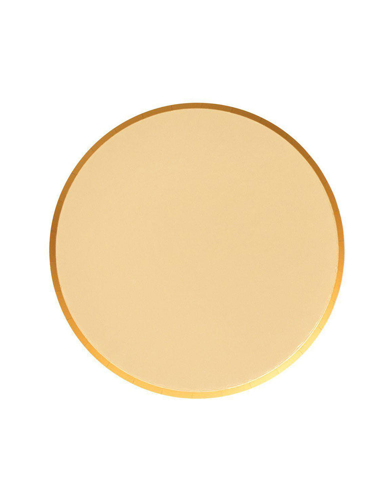 OH happy Day Large 9 inches Paper Plates in Gold Color, Featuring delicate low profile rim with a flat base in double sided color. these simply modern and chic Paper cups are eco-friendly, perfect for Birthday party, Kids birthday party, Christmas celebration , modern event, baby shower, Holiday celebration, Summer Party, baby shower, bridal shower and all type of party