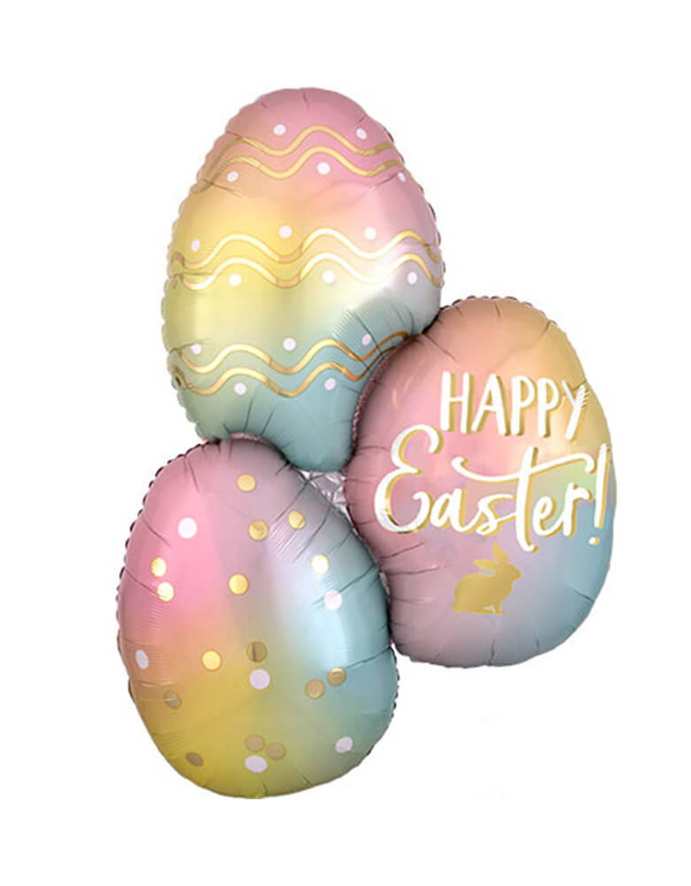 Anagram 35" Ombre-Happy-Easter-Eggs-Foil Balloon in pastel ombre colors for Easter Party