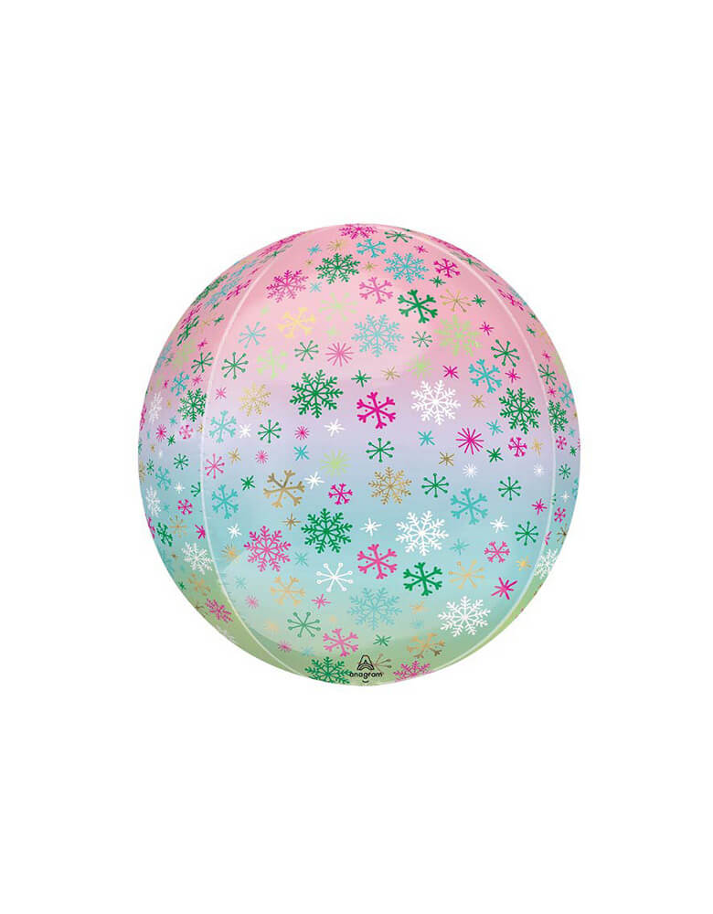 Anagram 16" Ombre Orbz Pastel Snowflake Foil Mylar Balloon