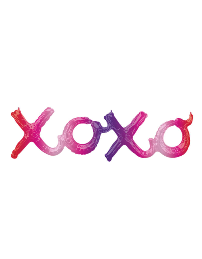 Anagram 39" XOXO Ombre Script Foil Balloon in red, pink and purple