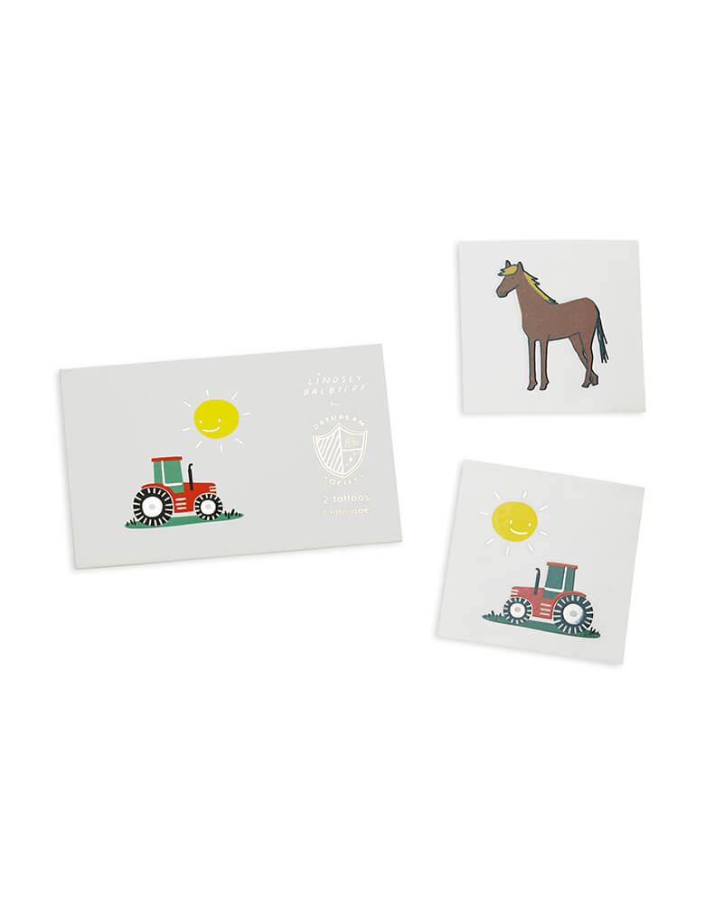 Daydream Society_On the farm temporary tattoos featuring a horse and tractor