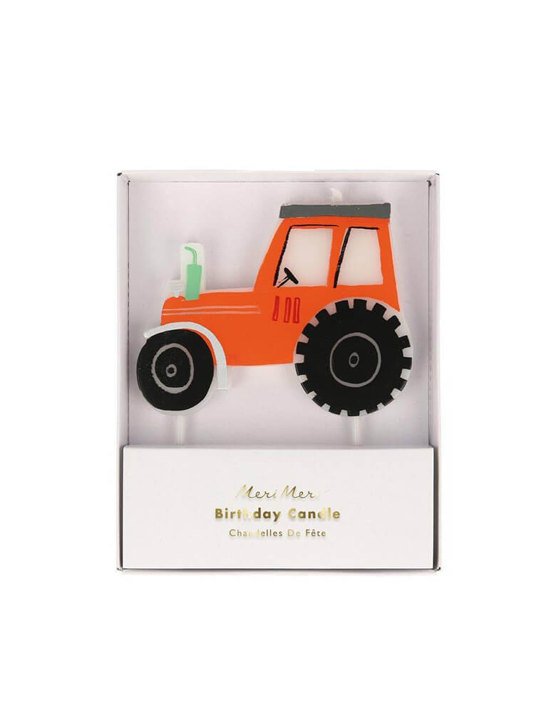 Meri Meri On the Farm Tractor Birthday Candle in Red for a farm themed party