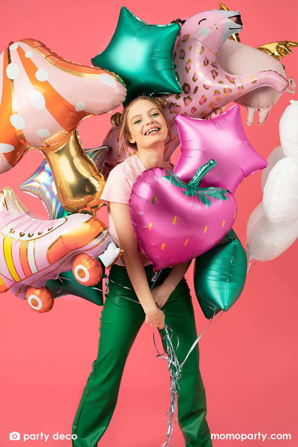 Pink Roller Skate Shaped Foil Mylar Balloon