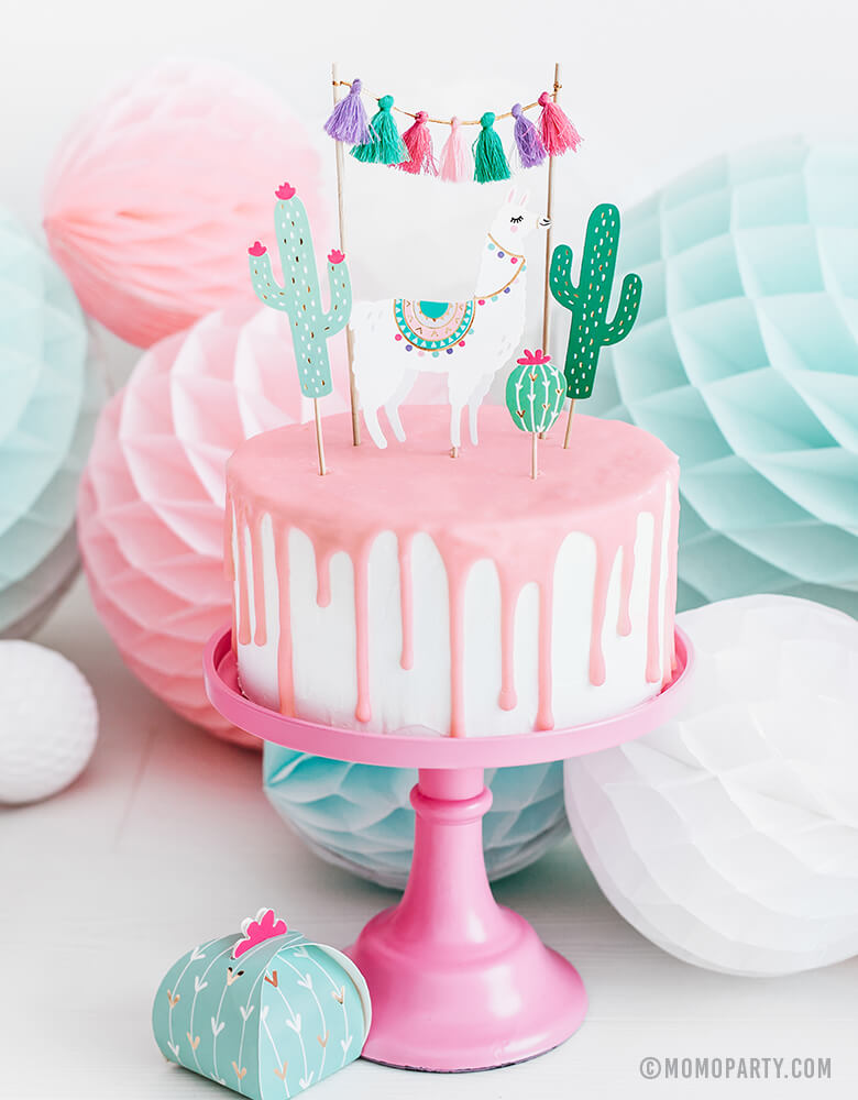 Llama Cactus Cake Topper Set