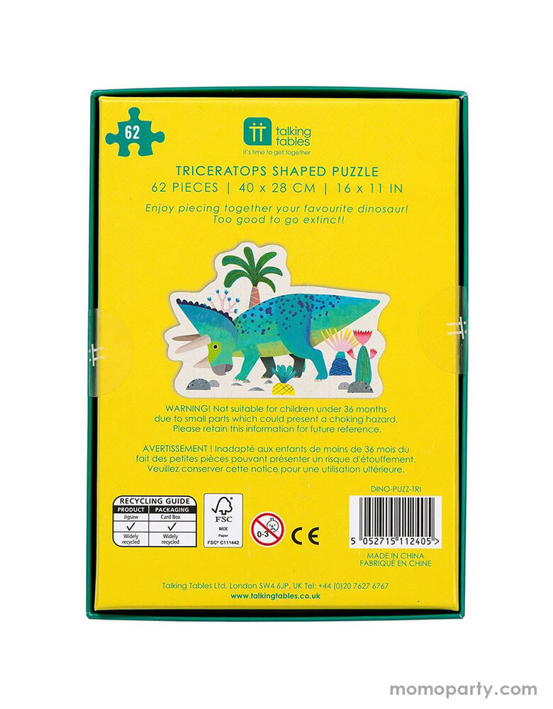 Party Dinosaur Triceraptops Shaped Puzzle