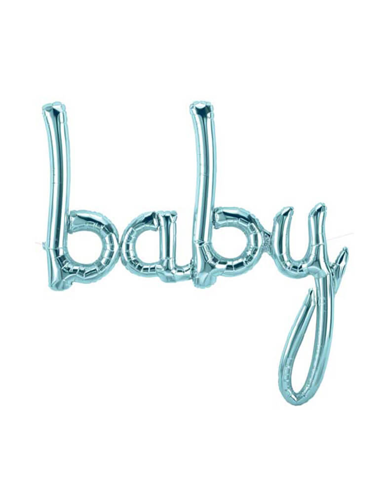 46 inches Northstar Pastel Blue Foil Balloon spelling out “Baby” in script font 