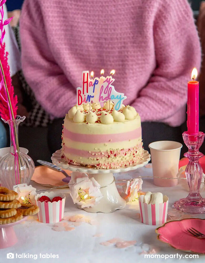 Pastel Happy Birthday Candle Cake Topper