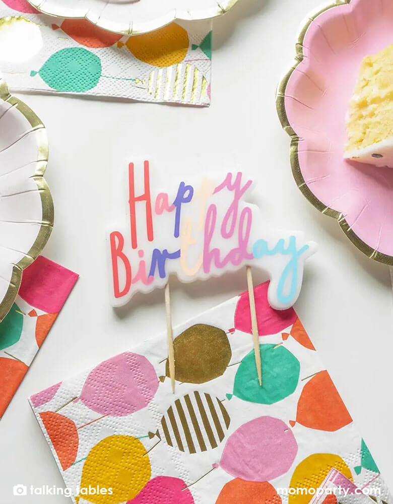 Pastel Happy Birthday Candle Cake Topper