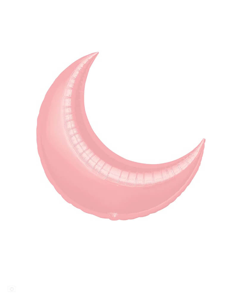 Anagram 35" Pastel Pink Crescent Moon Foil Mylar Balloon sets a scene for kid's girly space themed party or a pink Halloween celebration