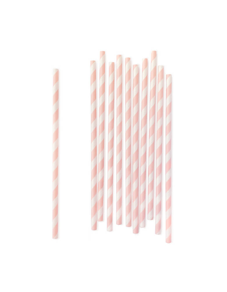 Pastel Pink Striped eco-friendly Party Paper straws, Pack of 25. Adding these pretty paper straws for your party, even, celebration, backyard party, or daily home use