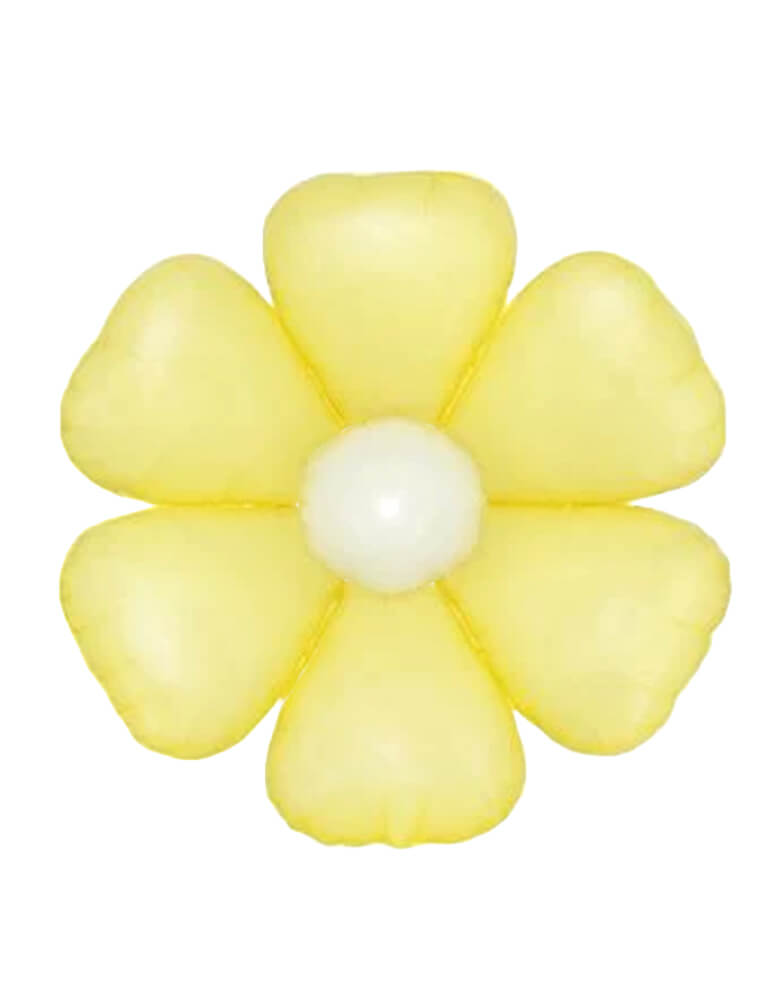 Momo Party's Pastel Yellow Daisy Flower 34″ Balloon. Featuring Daisy petal shapes in yellow color.  Accent your spring or tea party themed celebration with this adorable daisy foil mylar balloon