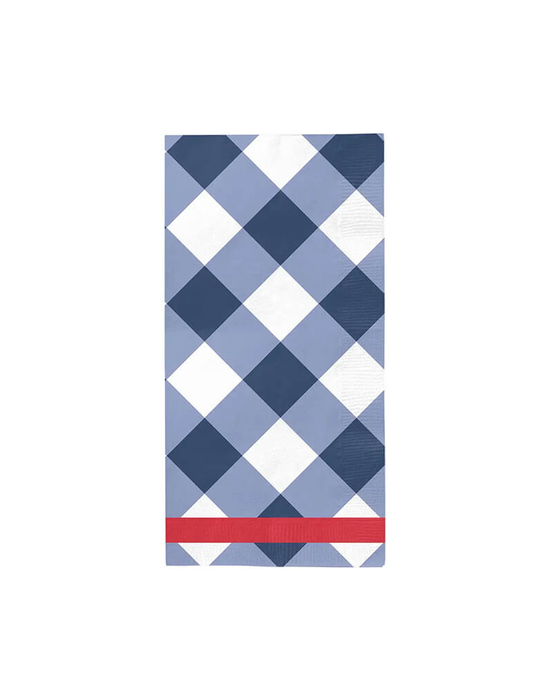 Sophitiplate Patriotic blue gingham gust towels  featuring red, white, and blue gingham beauties are perfect for your fourth of July, Memorial Day BBQ party this summer. Your guests will not believe that these are paper napkins! 