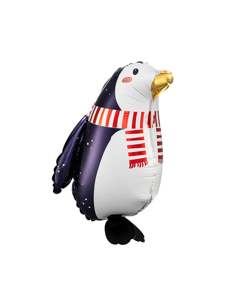 Party Deco - Penguin Shaped Foil Mylar Balloon. Accent your winter wonderland themed party with this adorable penguin shaped foil mylar balloon. this cute walking penguin shaped with scarf foil balloon are perfect for your winter wonderland themed birthday party, winter themed party, christmas party celebration