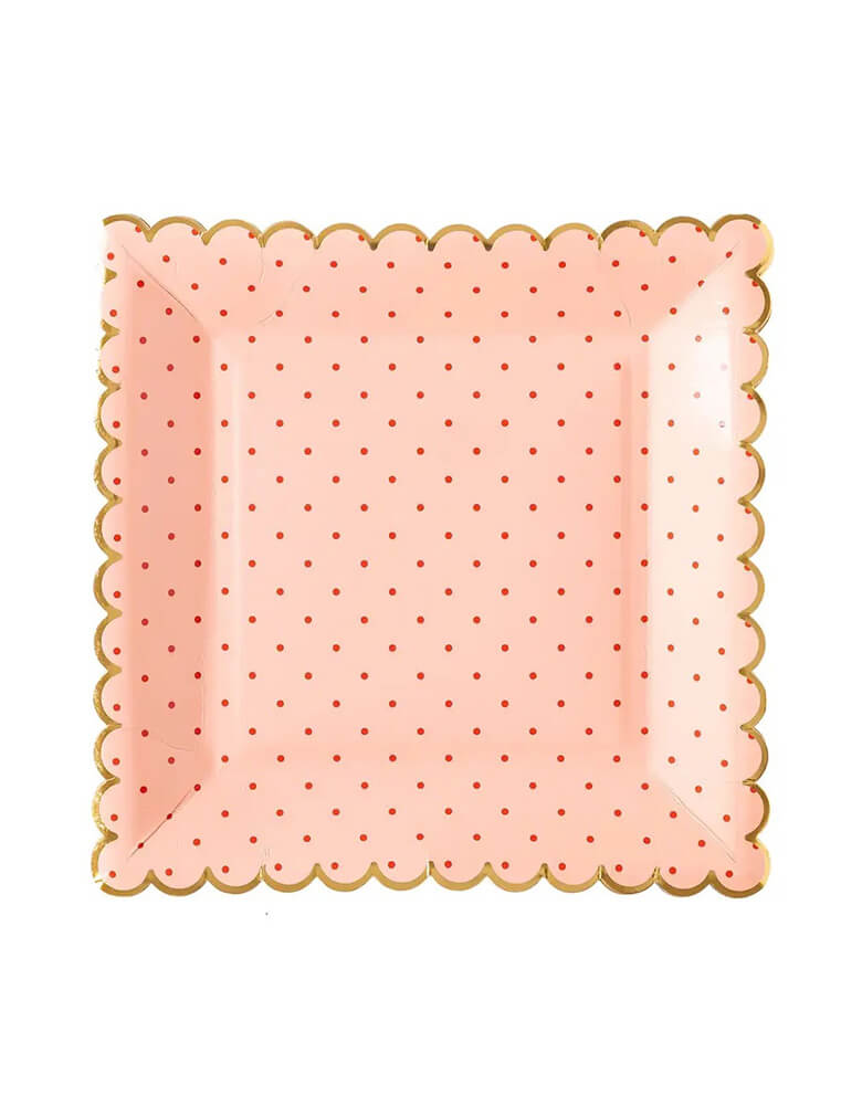 Pink With Polka Dot Scallop Plates (Set of 8)