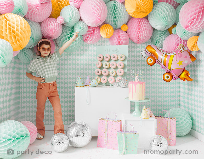 Pink Roller Skate Shaped Foil Mylar Balloon