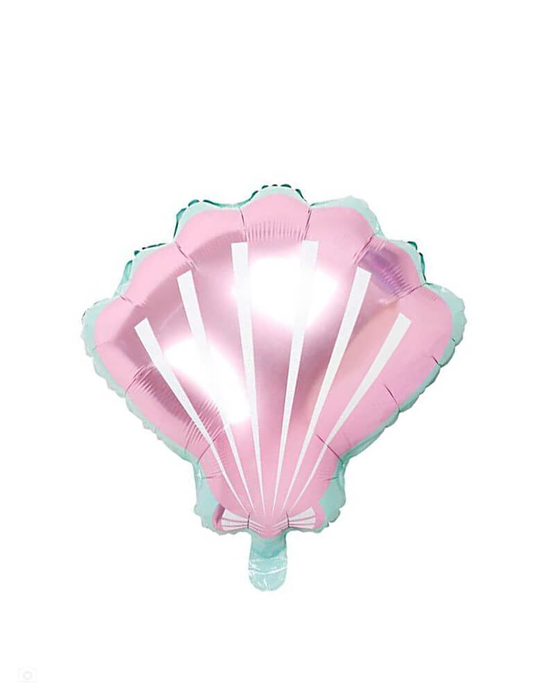 19" Pastel Pink Shell shaped foil balloon, perfect for girl's mermaid themed birthday celebration.