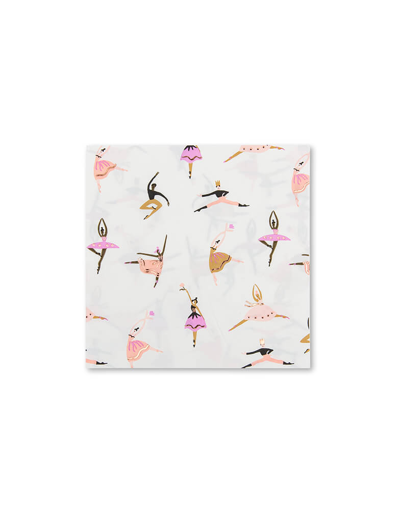 Pirouette Large Napkins from Jollity & Co Party Boutique - Daydream society- Pirouette collection. Featuring ballet dancer design elements with the prettiest pinks and rose gold foil, these ballet napkins are definitely on pointe! These modern designed party napkins are perfect for a ballerina themed party, bellet lovers, dance even and celebration