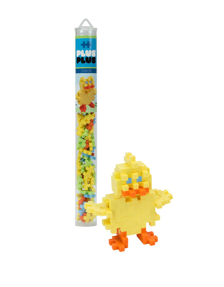 Plus-Plus Easter Chick Tube built a chick for Kids Easter Basket ideas