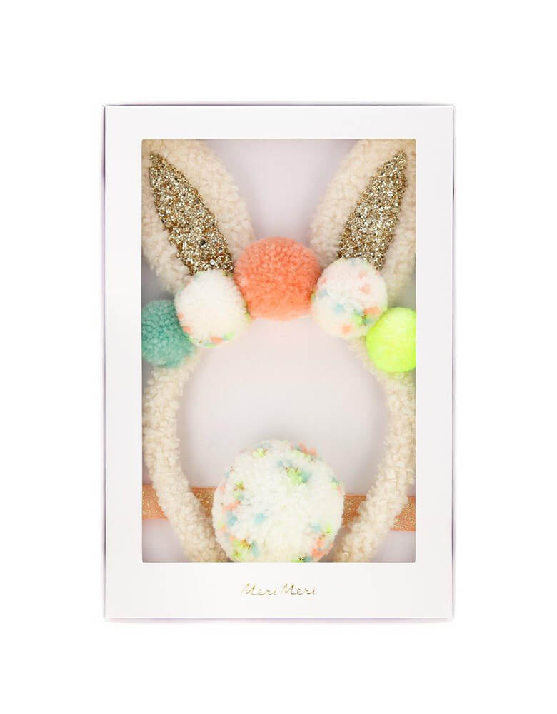Meri Meri Pompom Bunny Ear Dress Up Set in a nice gift box, Perfect as a gift for the Easter basket, or simply to add to a dressing up box for fun play at any time!