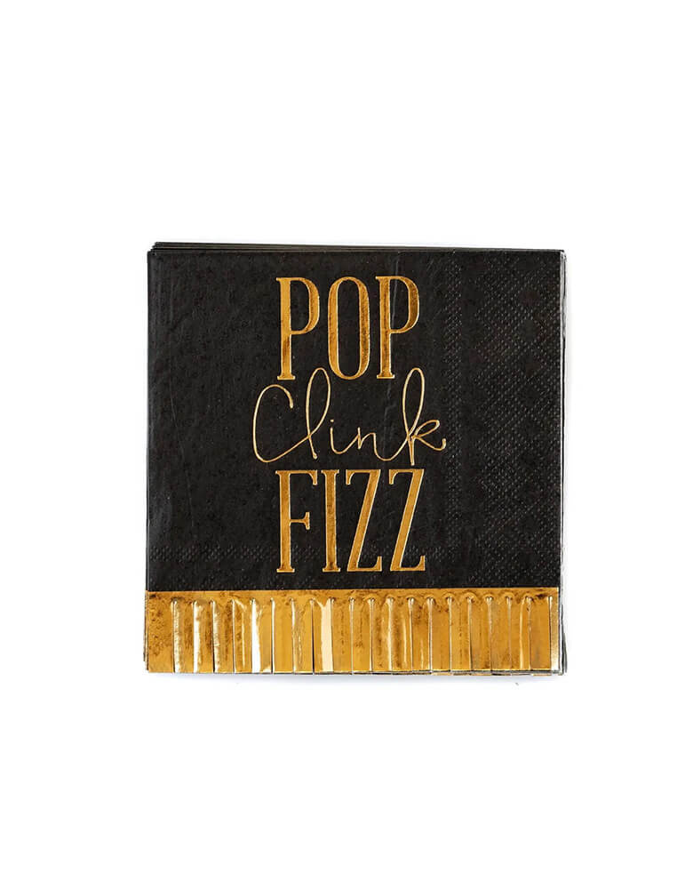 These 5x5 gold-fringed napkins by My Mind's Eye add a touch of class to your New Year's tablescape. Perfect for a classy bachelorette party too! 