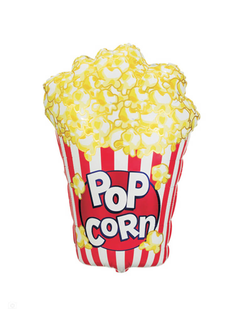 Momo Party's 38" Popcorn Shaped Foil Balloon by Betallic Balloons, great for kid's carnival or circus themed birthday party or a Hollywood movie night party.