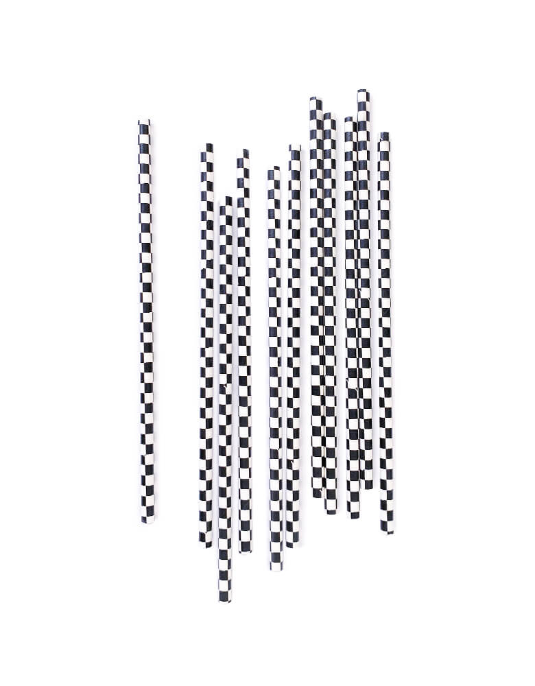 Eco-friendly Flag checkerboard Party paper Straws for Race Car themed birthday party