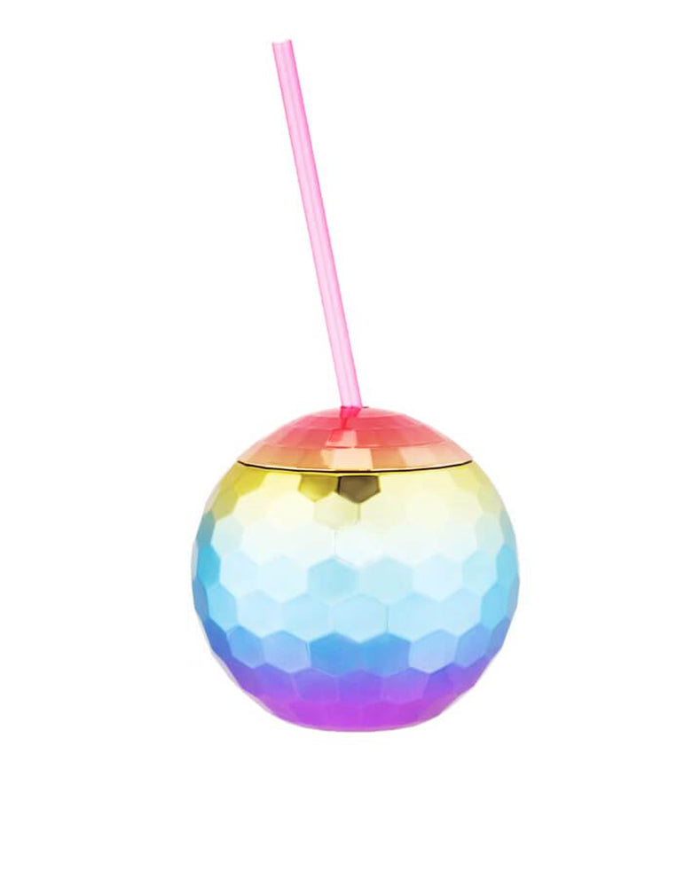 Blush 16 oz Rainbow Ombre Disco Ball Drink Tumbler