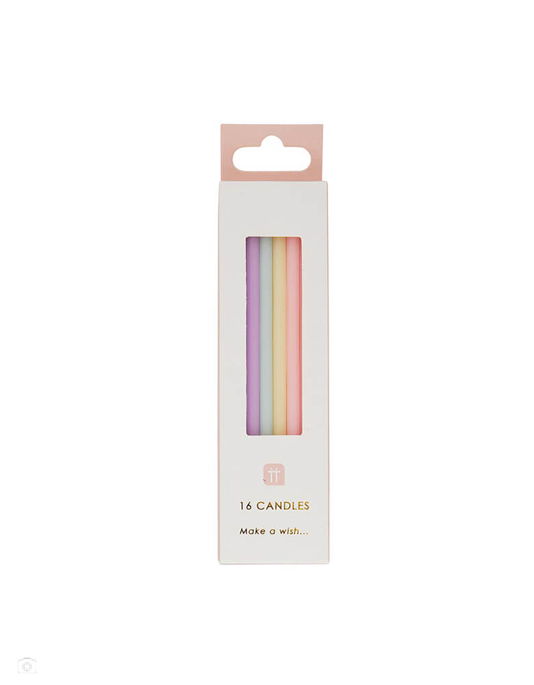 Rainbow Pastel Birthday Candles (Set of 16)