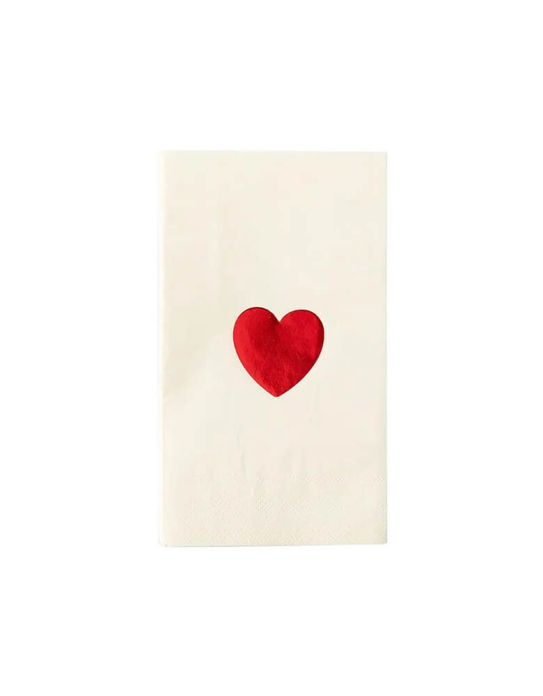 Valentine Red Foil Heart Guest Napkins (Set of 18)