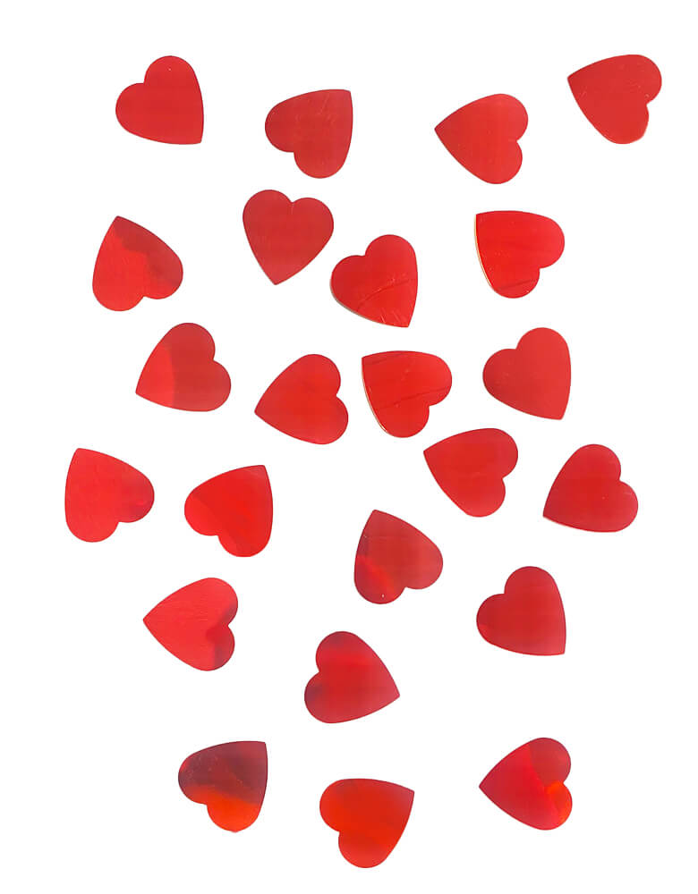 Party Deco - Red Heart Confetti. Add some love to your Valentine's or Galentine's Day celebration by spreading this set of heart shaped confetti in metallic red to your table! 