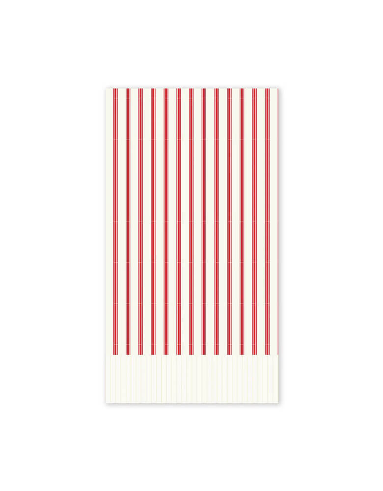 Believe Red Ticking Stripe Fringed Guest Napkins (Set of 24)