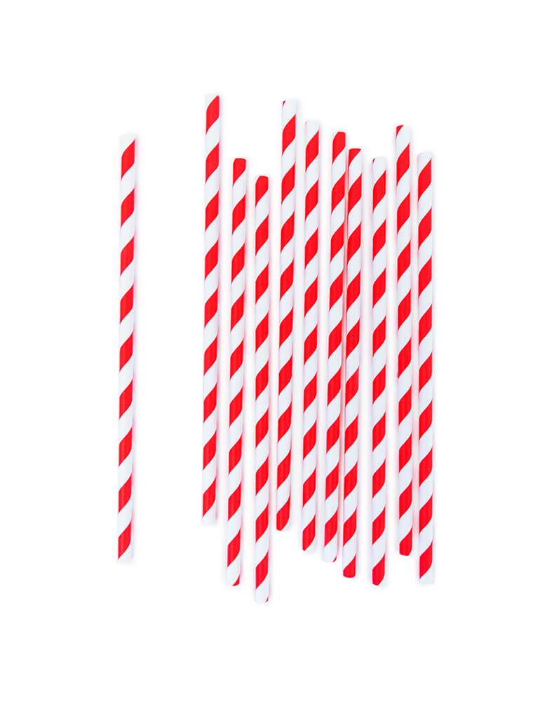 Red Striped Party Paper Straws