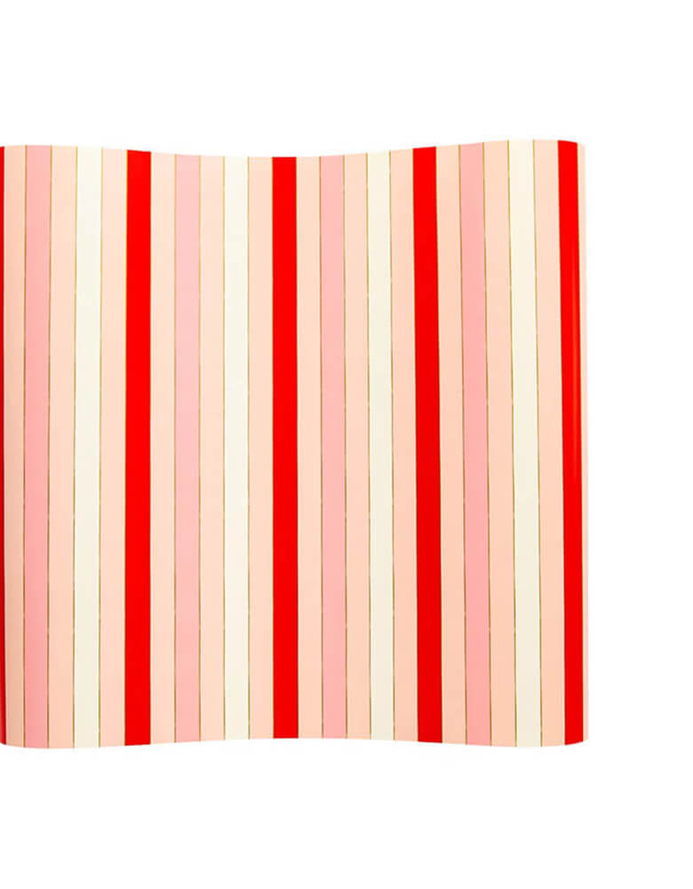Momo Party's Red Striped Paper Table Runner by My Mind's Eye. This red and pink striped paper table runner is great for Valentine dessert tables, anniversary dinners, and parties! 