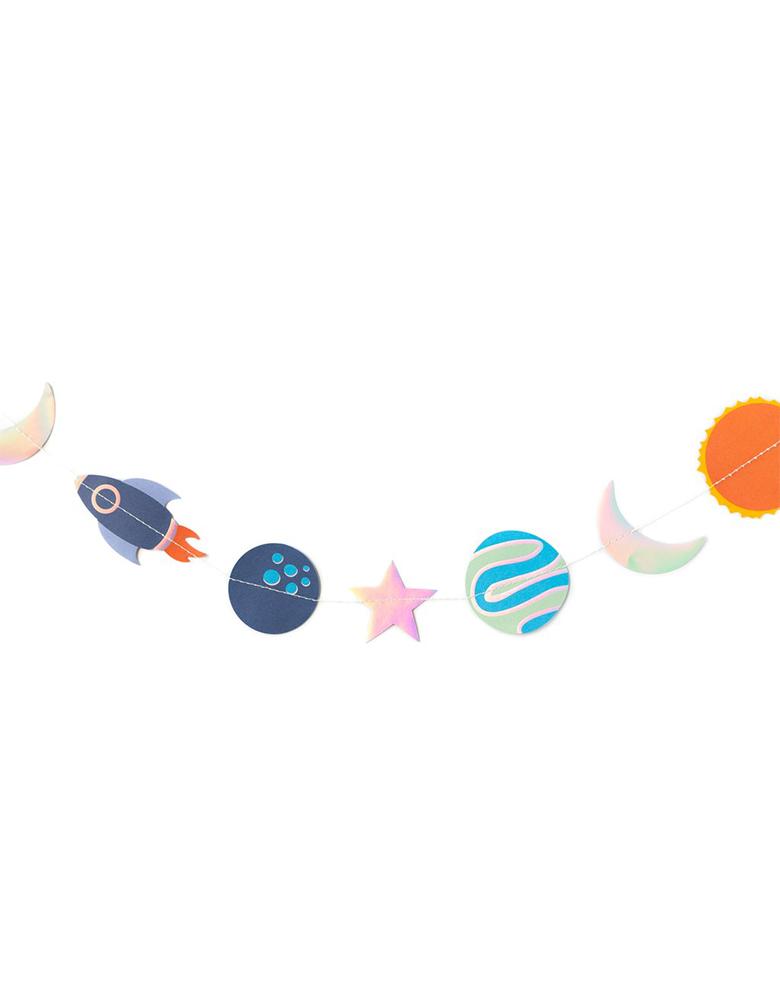 My Minds Eye 4 ft Rocket-Space-Mini-Banner with rockets, planets, moons, suns, and stars