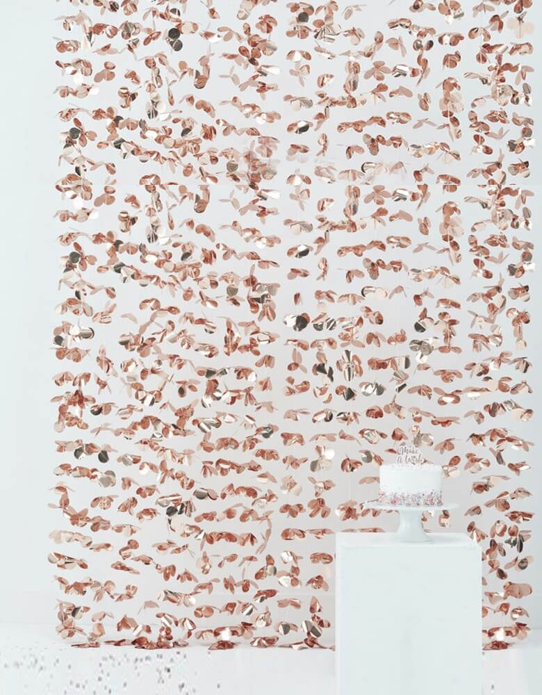 Rose Gold Flower Foil Curtain Backdrop